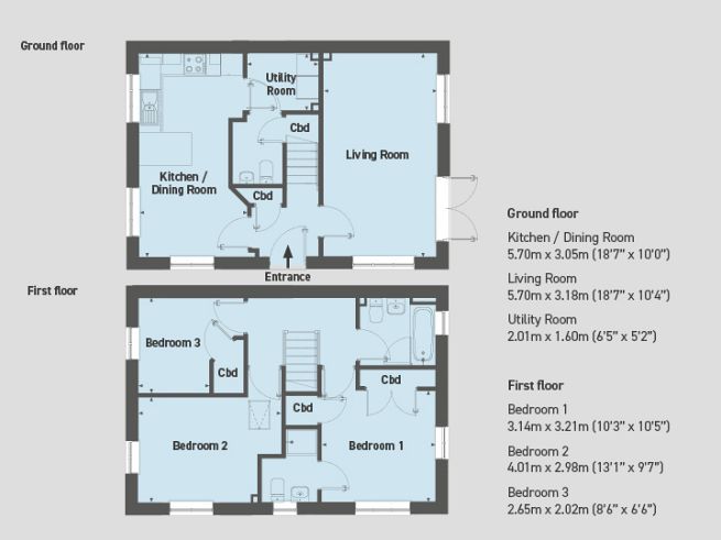 Floor plan 3 bedroom house - artist's impression subject to change